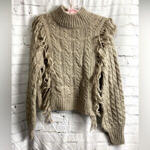 Altar’d State Camel/Tan Fringe Sweater. Size Small